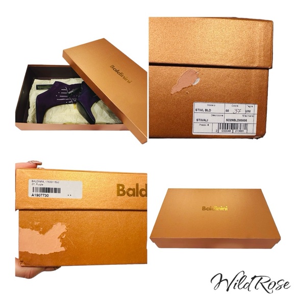 BALDININI Purple Suede w/ Rhinestones Leather Ankle Boots SZ 7 - Picture 16 of 16